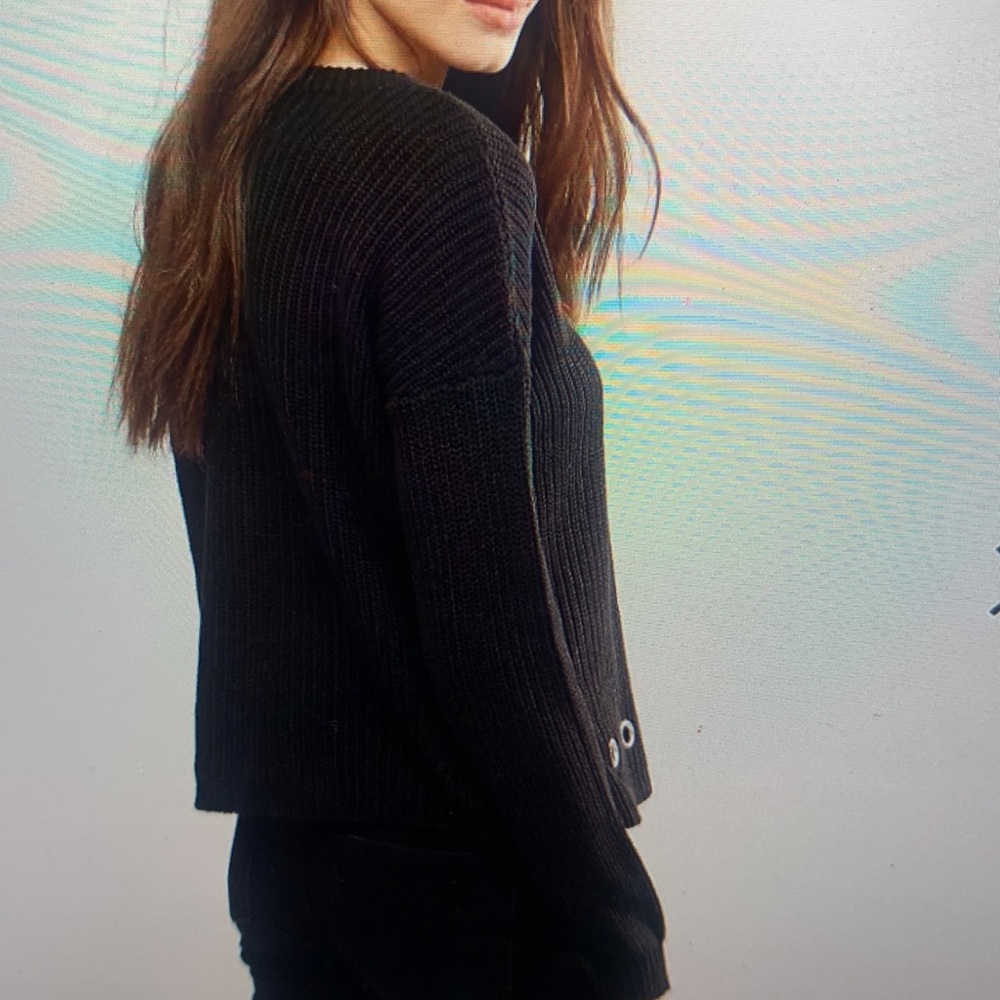 Brave Soul black Sweater with Eyelets - Picture 2 of 10